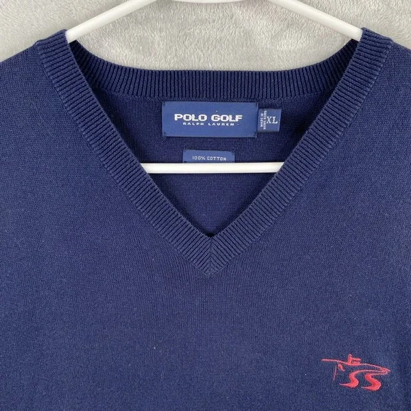 Polo Ralph Lauren Golf Sweater Vest men's XL Sleeveless V-Neck Cotton Knit Blue - Picture 3 of 9